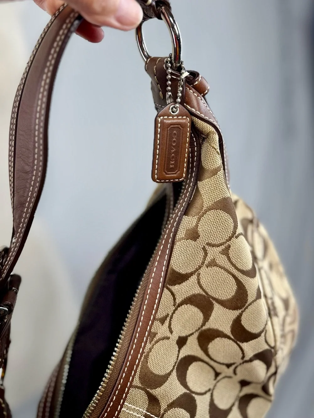 Vintage Coach Soho Signature Hobo Bag Canvas/Leather Brown 10074 Y2K